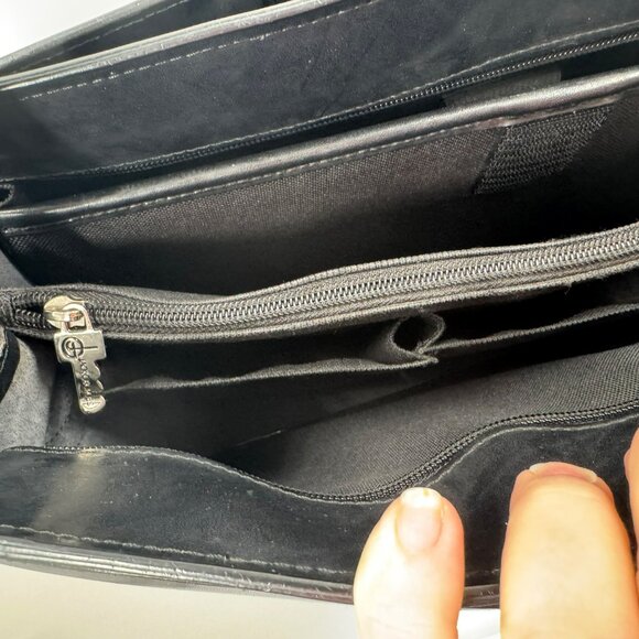 Jack Georges Black Leather Briefcase Executive Business Bag W/Adjustable Straps - Picture 11 of 16